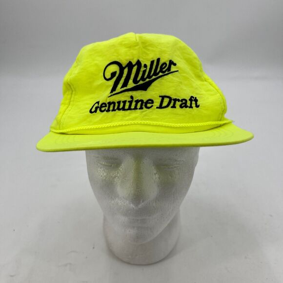 Vintage Miller Genuine Draft Hat Mens Snapback Neon Nylon 90s Trucker Cap MGD - Picture 2 of 13
